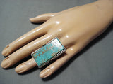 One Of The Biggest Tall Native American Navajo Thunderbird #8 Turquoise Sterling Silver Ring-Nativo Arts
