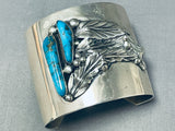 Important Mine Vintage Native American Navajo Blue Thunder Turquoise Sterling Silver Bracelet-Nativo Arts
