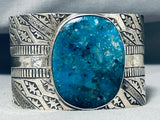 Massive San Felipe Signed Pilot Mountain Turquoise Sterling Silver Bracelet-Nativo Arts