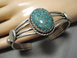Rare Domed Spiderweb Turquoise!! Vintage Native American Navajo Sterling Silver Bracelet-Nativo Arts