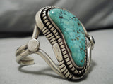 Striking Vintage Native American Navajo Apache Turquoise Sterling Silver Bracelet Old-Nativo Arts