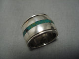Quality Vintage Francis Native American Navajo Green Turquoise Sterling Silver Ring-Nativo Arts