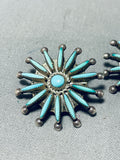 So Cute High Quality Vintage Native American Zuni Turquoise Sterling Silver Earrings-Nativo Arts