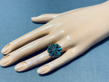 Incredible Vintage Native American Navajo Turquoise Cluster Sterling Silver Ring-Nativo Arts