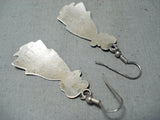 Important Vintage Navajo Native American Sterling Silver Maiden Earrings Old-Nativo Arts