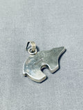 Rare Vintage Native American Navajo Inlay Turquoise Sugulite Jet Sterling Silver Bear Pendant-Nativo Arts