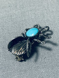 Marvelous Vintage Native American Navajo Turquoise Sterling Silver Beetle Pin-Nativo Arts