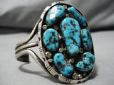 Incredible Vintage Native American Navajo Spiderweb Turquoise Sterling Silver Bracelet Old-Nativo Arts