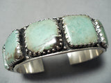 Heavy Vintage Native American Navajo Green Turquoise Sterling Silver Bracelet-Nativo Arts
