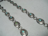 Amazing Vintage Native American Navajo Cerrillos Old Kingman Turquoise Silver Concho Belt-Nativo Arts