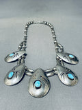 Marie Kee Vintage Native American Navajo Turquoise Sterling Silver Necklace Old-Nativo Arts