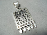 Native American Important Vintage Santo Domingo Sterling Silver & Gold Pendant Old-Nativo Arts