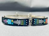 One Of The Most Intricate Ever Native American Navajo Turquoise Sterling Silver Clasp Bracelet-Nativo Arts