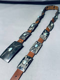 Very Rare Bursting Star Vintage Native American Navajo Turquoise Sterling Silver Concho Belt Old-Nativo Arts
