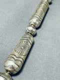 Very Rare Long Tubule Hand Tooled Vintage Native American Navajo Sterling Silver Necklace-Nativo Arts