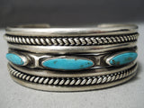 Museum Vintage Native American Navajo Long Turquoise Sterling Silver Bracelet Old-Nativo Arts