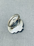 Glorious Native American Navajo Mother Of Pearl Sterling Silver Fan Ring-Nativo Arts