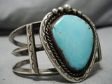 Superior Vintage Native American Navajo Sky Blue Turquoise Sterling Silver Bracelet-Nativo Arts