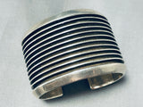 Heavy 121 Gram Vintage Native American Navajo Sterling Silver Channel Bracelet-Nativo Arts