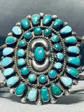 Museum Quality Early Vintage Native American Navajo Turquoise Sterling Silver Cluster Bracelet-Nativo Arts