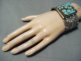 Heavy Huge Vivid Native American #8 Turquoise Sterling Silver Bracelet-Nativo Arts
