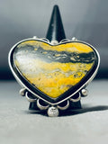 The Biggest Crazy Native American Navajo Honeybee Heart Jasper Sterling Silver Ring-Nativo Arts