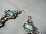 Authentic Vintage Native American Navajo Heavy Turquoise Sterling Silver Squash Blossom Necklace-Nativo Arts