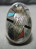 Important Zuni Native American Heavy Turquoise Sterling Silver Inlaid Ring-Nativo Arts