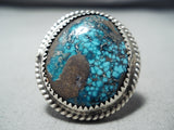 Rare Turquoise Vintage Native American Navajo Spiderweb Turquoise Sterling Silver Ring Old-Nativo Arts