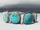 Authentic Vintage Native American Navajo Blue Turquoise Sterling Silver Bracelet Cuff-Nativo Arts
