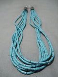 Native American Fabulous Vintage Santo Domingo Turquoise Heishi Sterling Silver Necklace-Nativo Arts