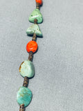 Native American Chunky Turquoise Coral Santo Domingo Sterling Silver Heishi Necklace-Nativo Arts