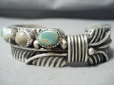 Heavy Leaf Navajo Royston Turquoise Sterling Silver Bracelet Native American-Nativo Arts