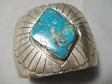 Colossal Vintage Native American Navajo Vivid Blue Turquoise Sterling Silver Bracelet Old Cuff-Nativo Arts