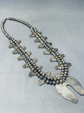 Important Dishta Turquoise Vintage Native American Zuni Sterling Silver Squash Blossom Necklace-Nativo Arts