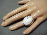 Astonishing Navajo White Buffalo Sterling Silver Ring Native American-Nativo Arts
