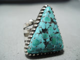 Besy Jerry Stevin Vintage Native American Navajo Pilot Mountain Turquoise Sterling Silver Ring-Nativo Arts