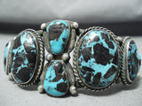 Very Rare Vintage Native American Navajo Godber Turquoise Sterling Silver Bracelet-Nativo Arts