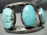 Monster Vintage Native American Navajo Blue Diamond Turquoise Sterling Silver Bracelet Old-Nativo Arts