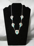 Unique Vintage Native American Navajo Royston Turquoise Sterling Silver Necklace Old-Nativo Arts