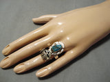Nel Morton Kachina Native American Navajo Turquoise Sterling Silver Kachian Ring-Nativo Arts