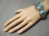 Opulent Vintage Native American Navajo Blue Diamond Turquoise Sterling Silver Bracelet Old-Nativo Arts