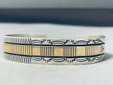 Outstanding Native American Navajo Sterling Silver & 14k Gold Bracelet, Signed-Nativo Arts
