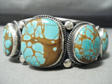 Important Female Artist Native American Navajo #8 Turquoise Sterling Silver Bracelet-Nativo Arts