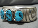 Thicker!! Vintage Native American Navajo Deep Blue Turquoise Sterling Silver Bracelet Old-Nativo Arts