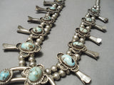 Carico Lake Vintage Native American Navajo Turquoise Sterling Silver Squash Blossom Necklace-Nativo Arts
