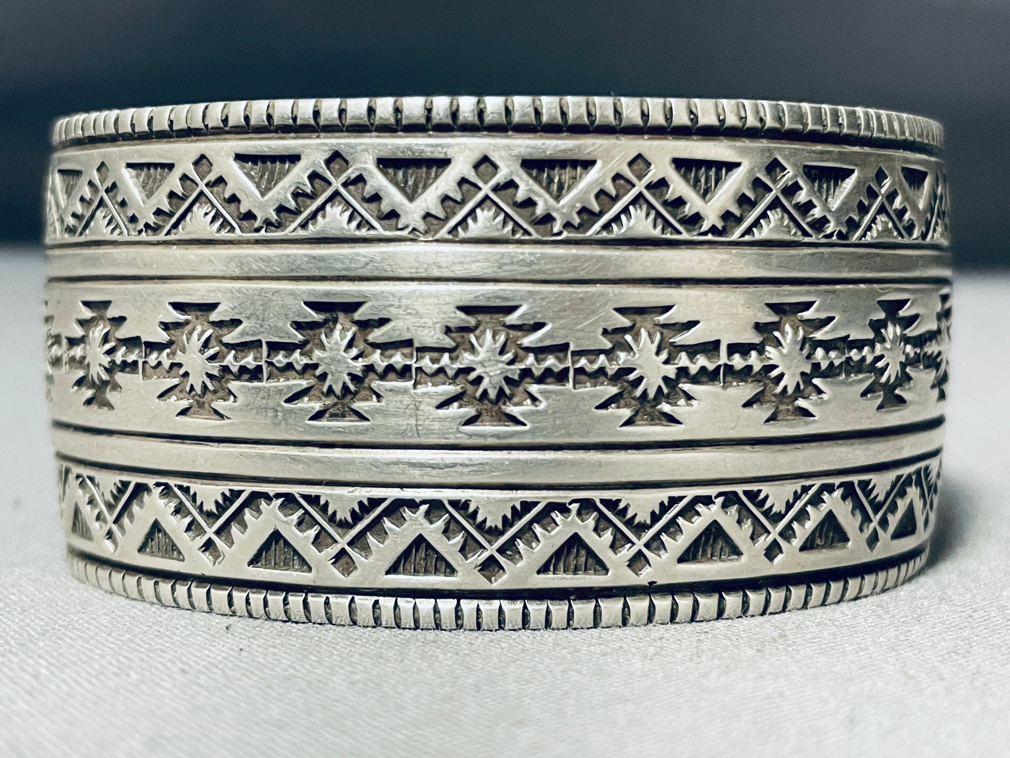 Sterling Silver Stamped Wide Cuff Bracelet