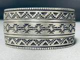 Precise Llk Vintage Native American Navajo All Sterling Silver Wide Hand Tooled Bracelet-Nativo Arts