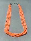 Drop Dead Gorgeous Native American Navajo Pink Coral Sterling Silver Tubule Necklace-Nativo Arts