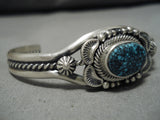 Magnificent Vintage Native American Navajo Blue Spiderweb Turquoise Sterling Silver Bracelet-Nativo Arts